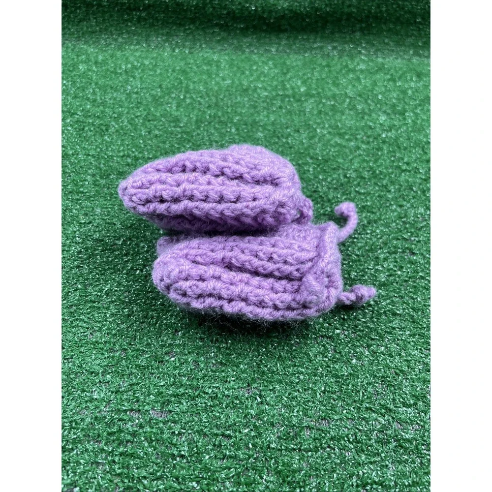 Vintage Hand Made Baby Toddler Booties Crochet Purple Baby Blue